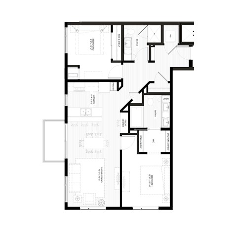 Floor Plan for a 2 bed 2 bath apartment